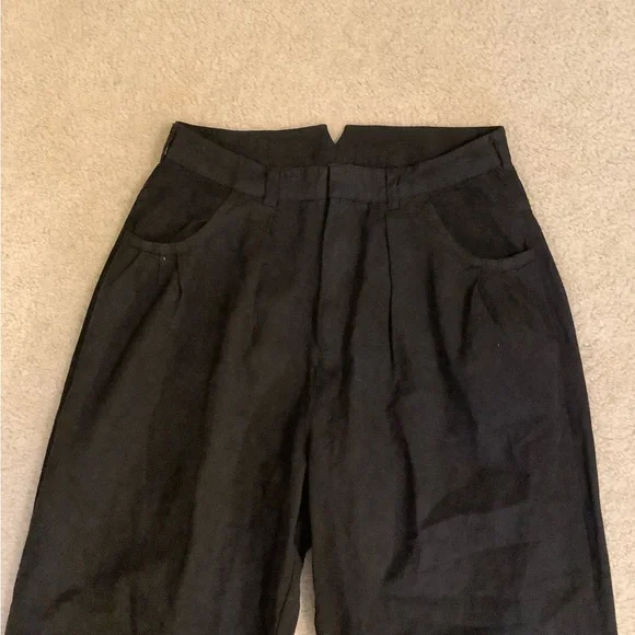New Free People Sweet Talk Black Wide Leg Chino Pants Cotton & Linen Sz 8 Medium - Picture 4 of 16